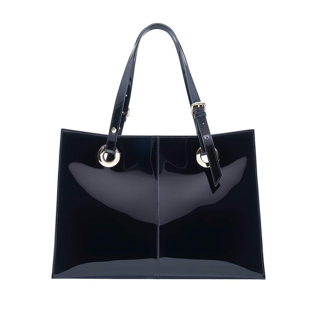 FEIMINA Patent leather Shoulder Bag,Genuine Shiny Large Leather bag,designer handbags luxury,Deep Purple Purse
