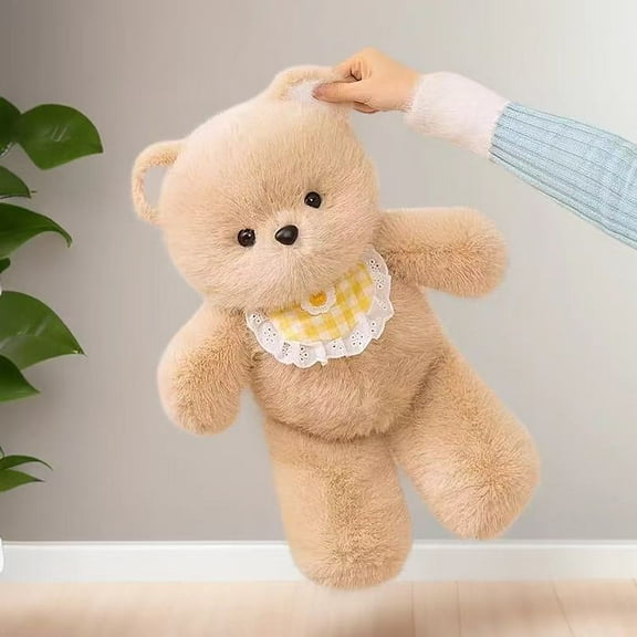 Running Bear Plush Doll with Bib – Cute Running Doll Pillow Toy for Birthday & Valentine’s Day Gifts