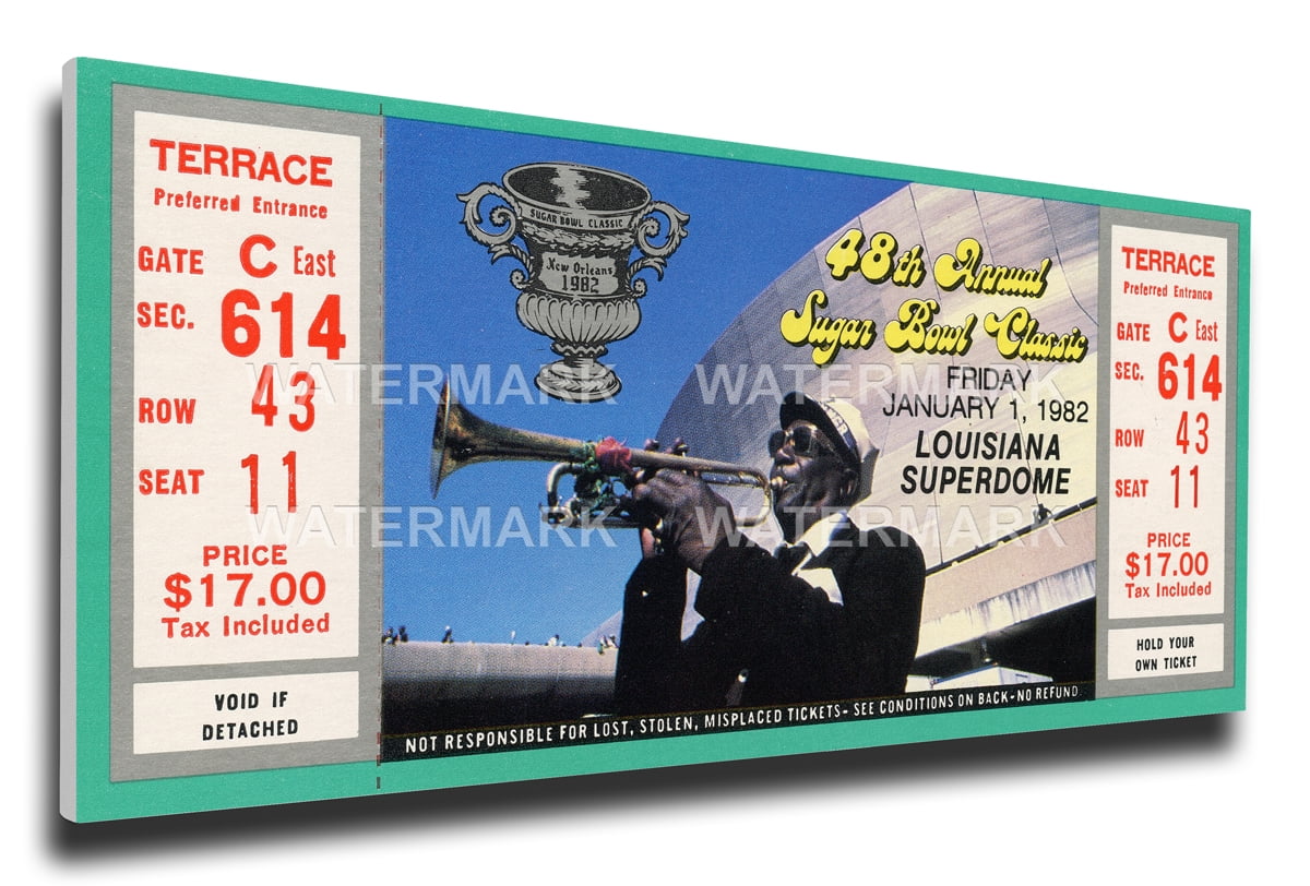 1982 Sugar Bowl Canvas Mega Ticket Pittsburgh Panthers