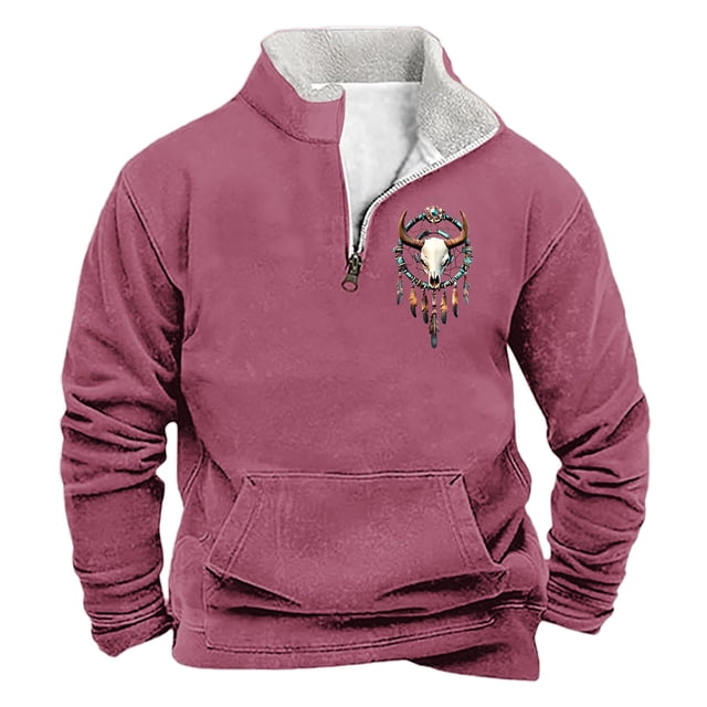 Sudadera sin capucha para hombre, informal, a la moda, con cuello alto, estampado, con cremallera, jersey de manga larga, blusa de poliéster para hombre