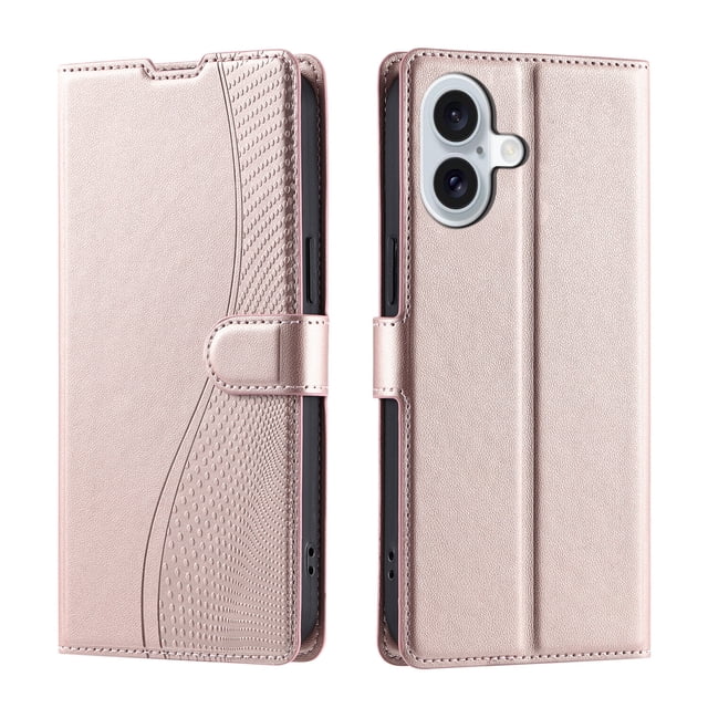 iPhone 16 Étui, Portefeuille en Cuir Pu à Rabat Porte-Cartes Support Magnétique