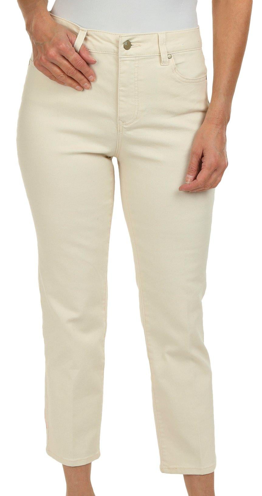 D. Jeans Womens Solid Twill Straight Ankle Jeans 6 Cream