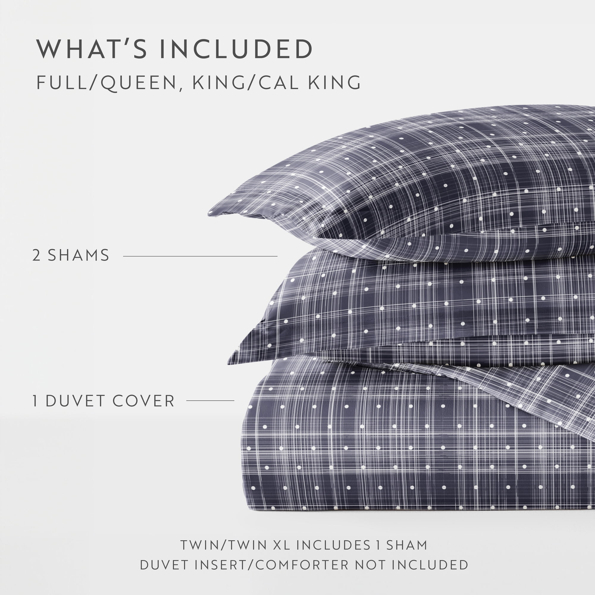 Noble Linens Navy Polka Dot Pattern Duvet Set 3-Piece Duvet Cover Set, Full/Queen