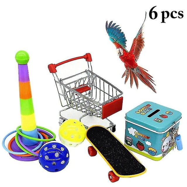 Juego de juguetes para loro HUOGUO, 6 unidades, resistentes a las mordidas, divertido, multicolor