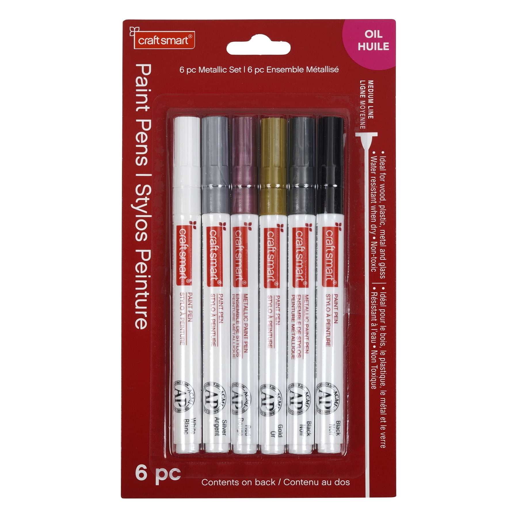 12 Packs: 6 ct. (72 total) Metallic Medium Line Paint Pen Set by Craft Smart