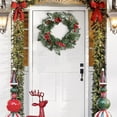 thumbnail image 4 of WMGHA Christmas Wreath with Red Bow and Pinecones, Artificial Holiday Front Door Decoration with Berries and Ornaments, PVC Greenery Winter Garland for Indoor Outdoor Use, 4 of 5