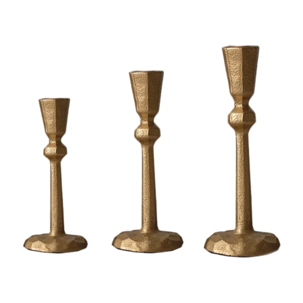 Candelabros de pilar de 3 piezas Soledad para decoración del hogar eventos especiales bodas Oro