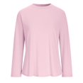 thumbnail image 5 of OIOLOYJM Women's Lightweight Long Sleeve T-Shirt Buttery Soft Loose Curved Hem Breathable Workout Yoga Tops Summer Basic Crewneck Athletic Running Shirts Pink L, 5 of 6