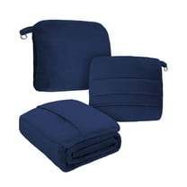 Regal Living 4 in 1 Cozy and Practical Travel Throw, Navy, 45 x 60