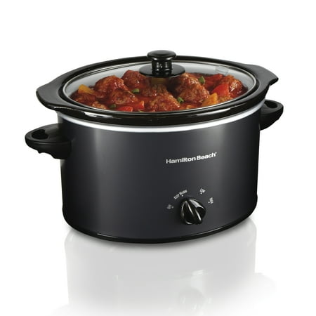 Hamilton Beach 3qt Slow Cooker 33231: 3-Setting Small Appliance, 3 Quart Capacity, Metal, Black, Hand Wash, 1-Year Warranty