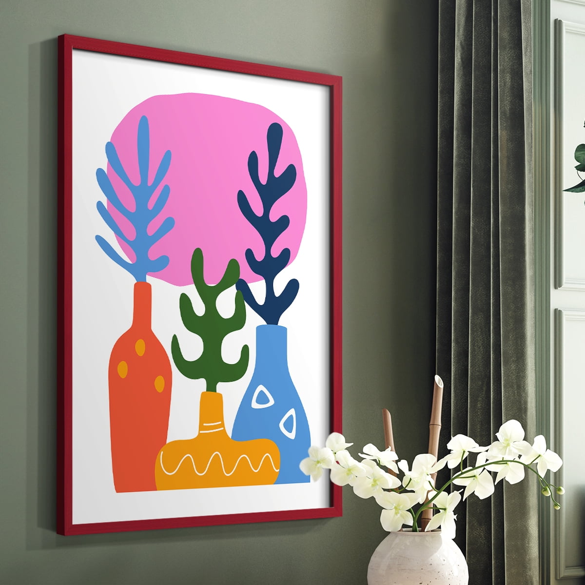 Matisse CDLIX in Red Solid Wood Framed Print No Nail Hanging