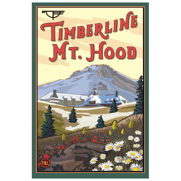 Timberline Lodge Mt Hood Oregon Spring Giclee Art Print Poster from Travel Artwork by Artist Paul A. Lanquist 12" x 18"