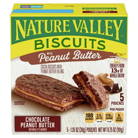2 Pack - Nature Valley Biscuits Chocolate Peanut Butter 5ct 6.75 oz Package May Vary