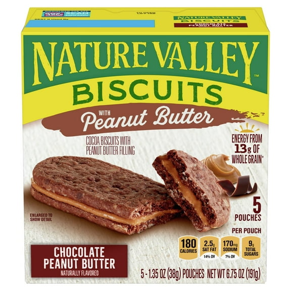 2 Pack - Nature Valley Biscuits Chocolate Peanut Butter 5ct 6.75 oz Package May Vary