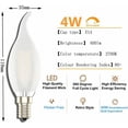 thumbnail image 2 of E14 LED Bulbs Pack of 5 E14 LED Bulbs, Frosted Flame Filament, Small Edison Screw Bulb SES C35, 4W (40W Equivalent), Warm White 2700K [Efficiency Class A+] E14 LED Bulbs, 2 of 5