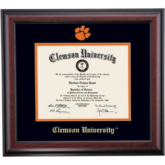 OCM Diploma Frame for Clemson University, 16" x 18" Diploma Certificates Frame, Embossed Black/Orange Mat