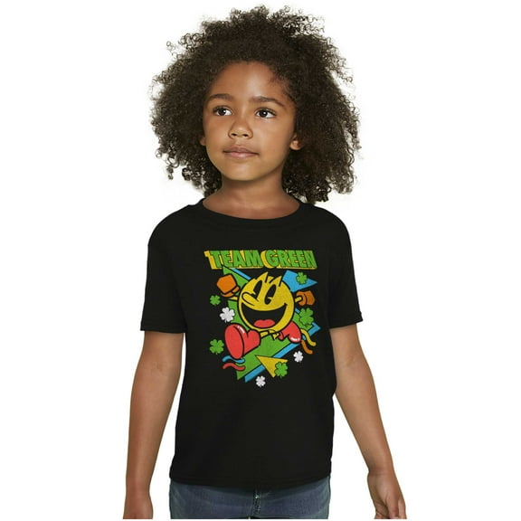 PACMAN St Paddys Clover Team Green Crewneck T Shirts Boy Girl Teen Brisco Brands S