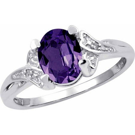 JewelersClub 1.06 Carat Amethyst Gemstone and Accent White Diamond Ring
