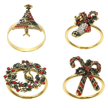 

FRCOLOR 4pcs Christmas Napkin Rings Snowflake Napkin Buckles Dining Table Decorations