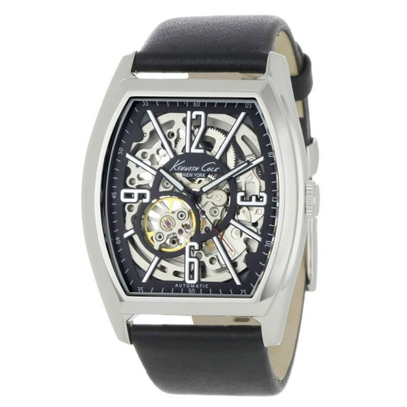 Kenneth Cole Men's KC1750 Black Leather Strap Skeleton Dial Watch