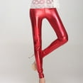 thumbnail image 4 of XFLWAM Faux Leather Leggings for Women Tummy Control Stretch High Waist Shiny Pleather Pants Red One Size, 4 of 6