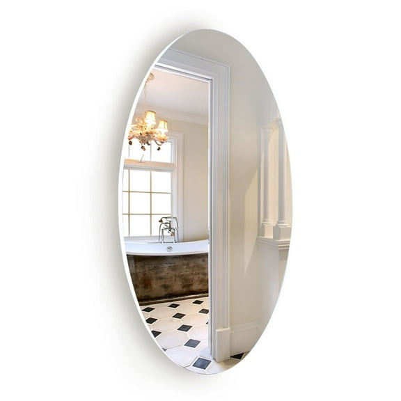Bathroom Mirrors Frameless Beveled Wall Mounted Bathroom Mirror, HD Makeup Mirror, 25" Round Mirror,Wall Mounted Bathroom Mirrors
