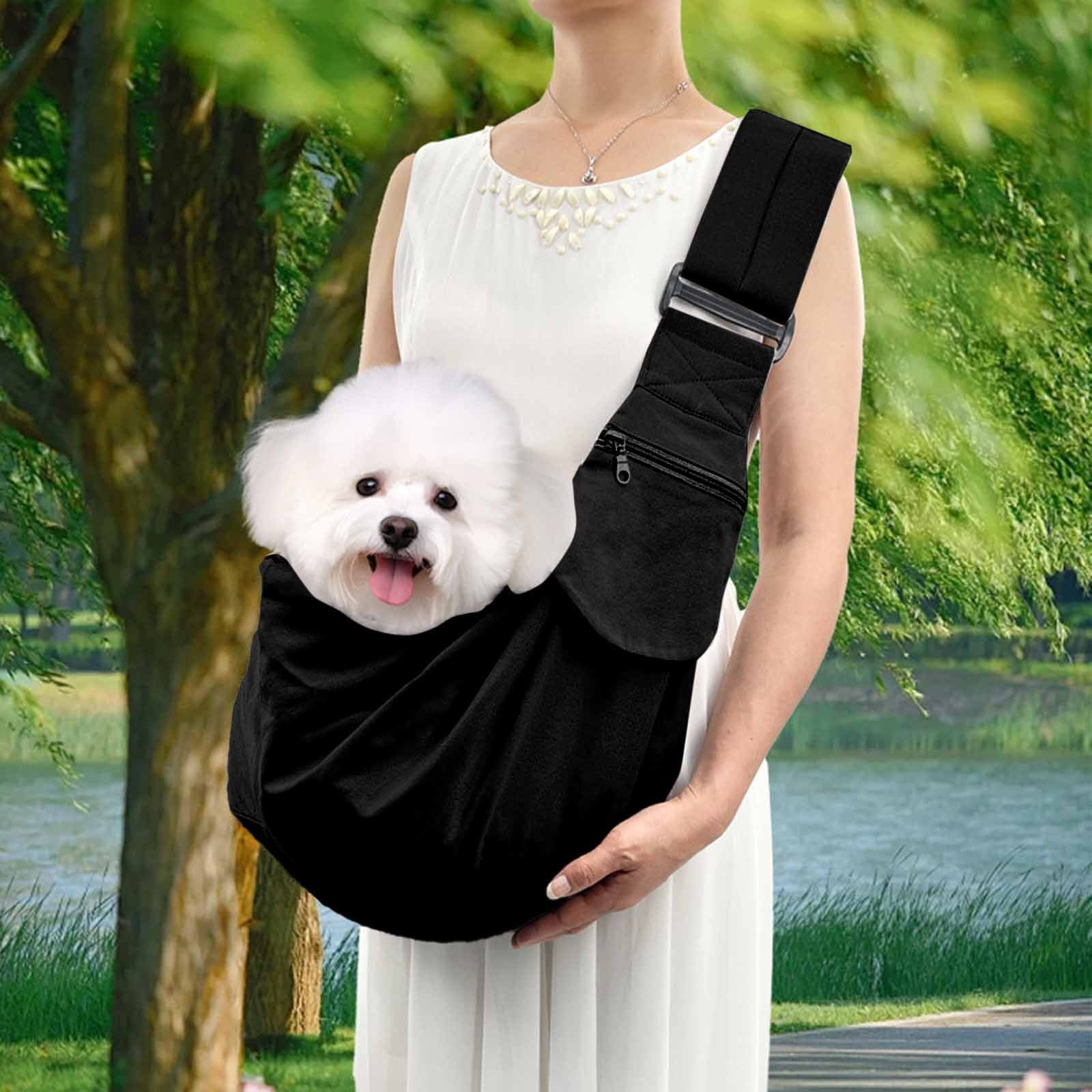 YAYUBA Cat Carrier Sling Bag, Soft Comfortable Cat Carrier Pouch Dog Carriers for Small Dogs Widened Shoulder Straps with Outer Pocket for Outdoor Walking and Travel,Black