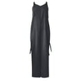 thumbnail image 4 of TINZ Womens Jumpsuits Overalls Button V Neck Sleeveless Wide Leg Long Pant Solid Color Rompers With Pockets Long Sleeve Turtle Neck plus Size Jumpsuit for Women, 4 of 5