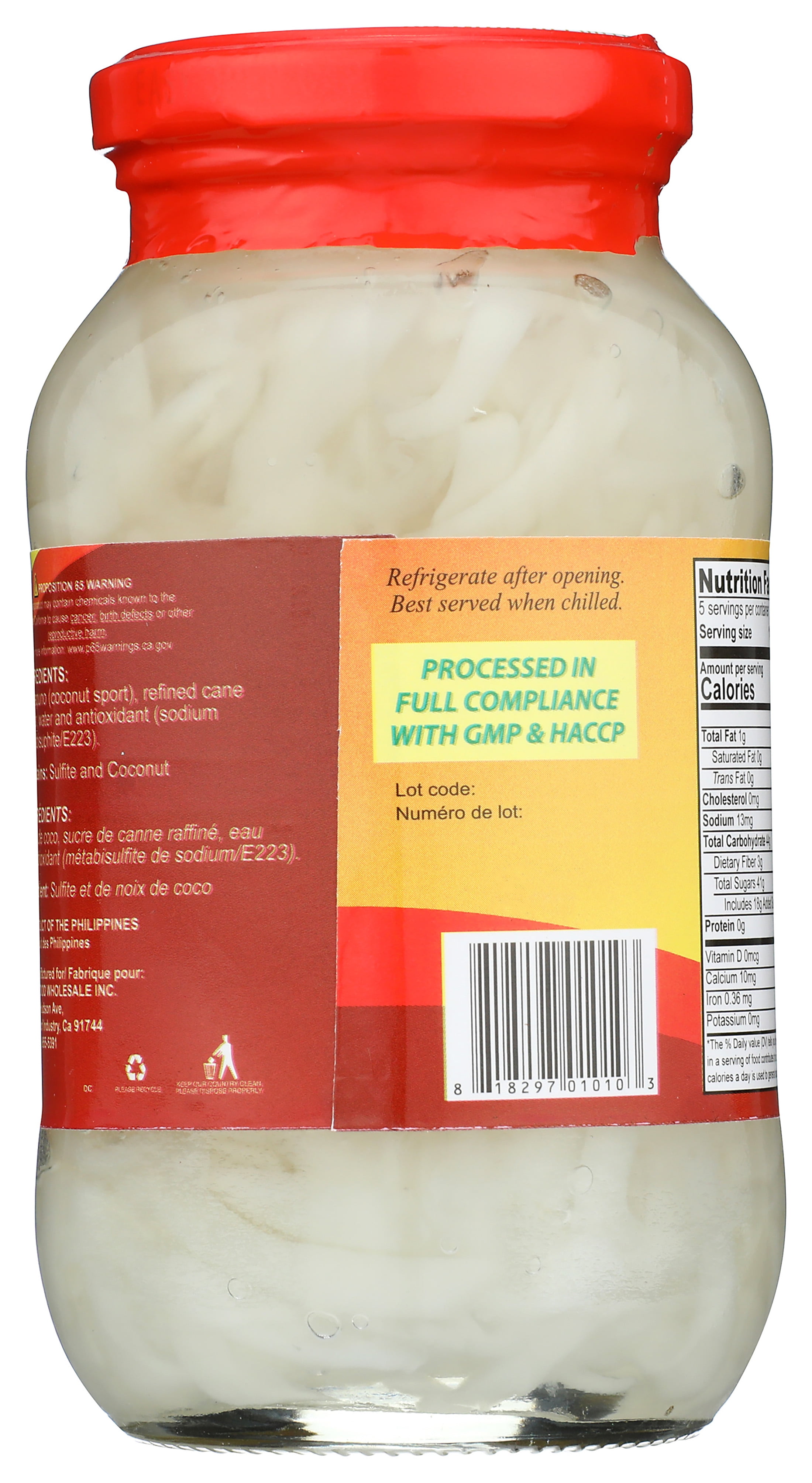 Kapuso Macapuno String Coconut Sport in Syrup, 12 Oz Jar