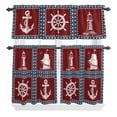 thumbnail image 2 of Kitchen Window Curtains Valance and Tier Set, Nautical Sailing Anchor Compass Rod Pocket Tier Curtain Valance Set, Lighthouse Star Blue Red Light Filtering Cafe Curtains for Bedroom Living Room, 2 of 9