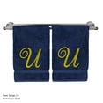 thumbnail image 3 of Monogrammed Washcloth Towel, Personalized Gift, 13x13 Inches - Set of 2 - Gold Script Embroidered Towel - Extra Absorbent 100% Turkish Cotton - Soft Terry Finish - Initial U Navy Towels, 3 of 3