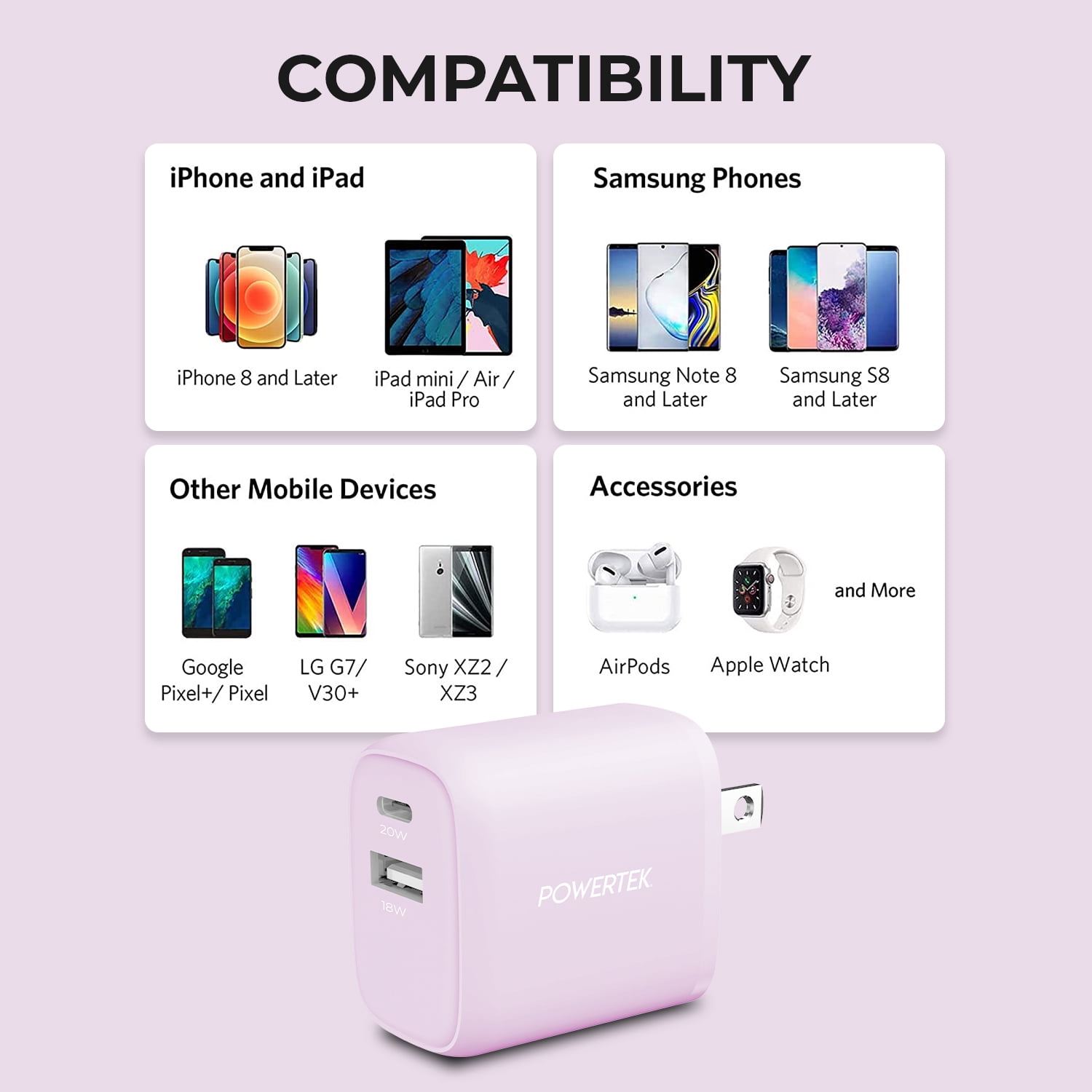 Liquipel Powertek Woven 20W Combo Wall Charger - Purple