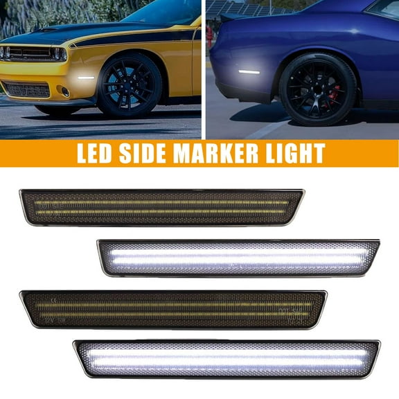 4PCS Front Rear Cold White LED Side Marker Light For 2015-2023 Dodge Challenger