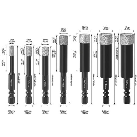

Clearance Self- Diamond Dry Drill Bit For Ceramic Tile Stone Glass Hard Materials (Not For Wood) Round Shank 5mm 6mm 8mm 10mm 12mm 14mm 16mm