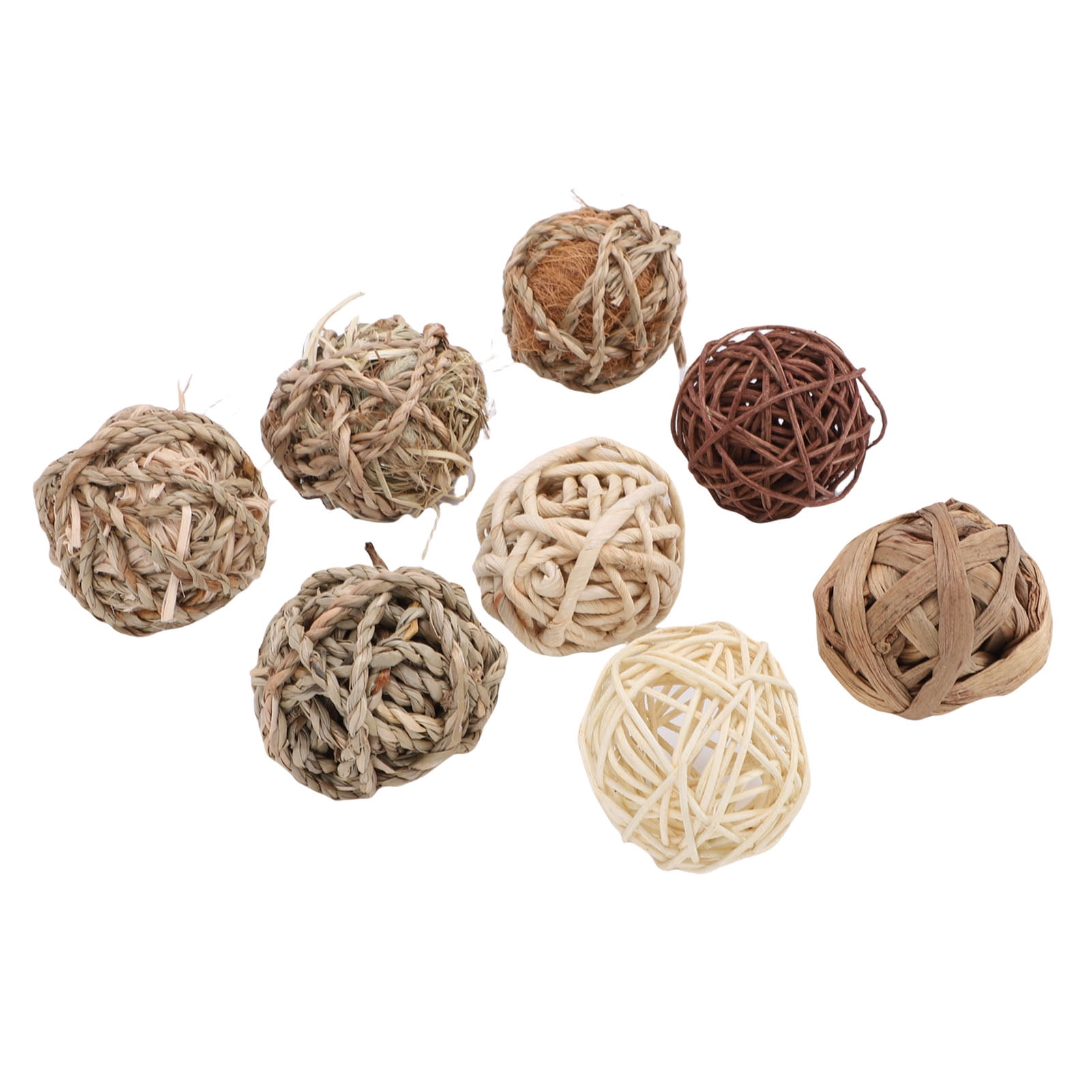 NFTIGB 8-Piece Natural Rattan Rolling Chew Balls Set for Small Animals - Dental Health & Activity Toy for Rabbits, Guinea Pigs, Hamsters (Approx. 1.5 inches / 3.8 cm)