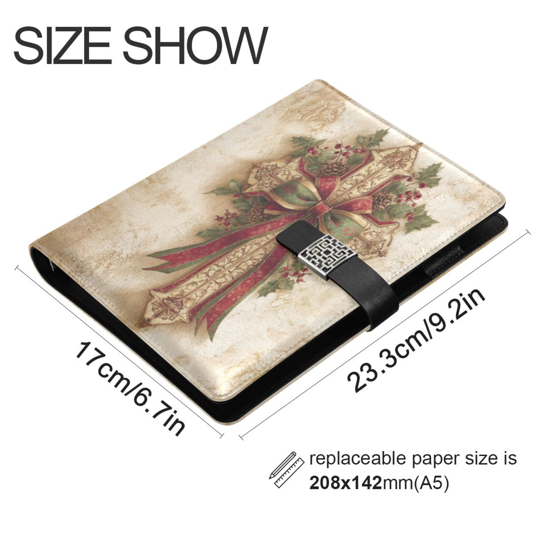 Leather Planner Leather Notebook Notebook Journal Binder Design Pen Pocket Design Convenient for Storage Lovely Christmas Cross