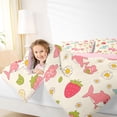 thumbnail image 3 of Feelyou Cute Shark Animal Twin Bedding Sets for Girls Kids, Strawberry Flower Bedding Comforter Set, Pink Cream, Pink Reversible, 7-Piece, 3 of 7