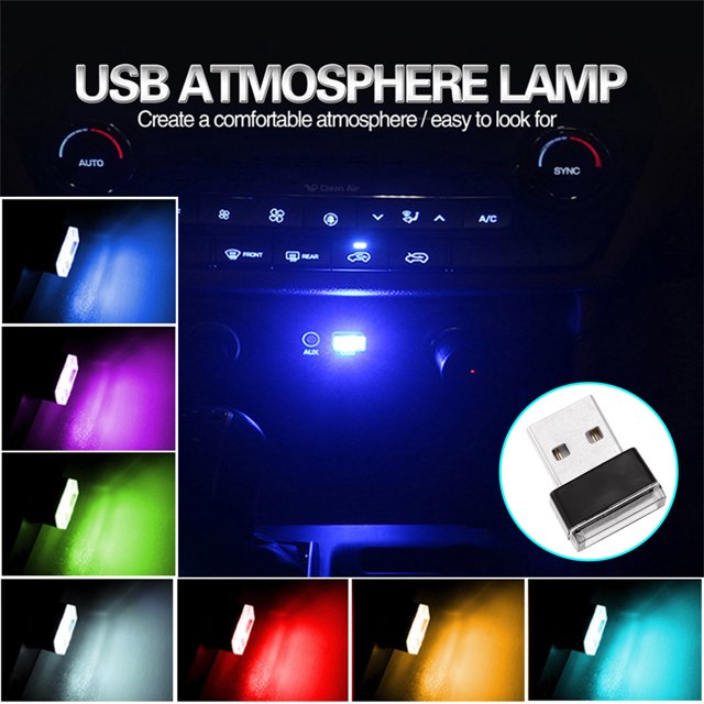 Cagogo 7Pcs USB LED Car Light, Car Interior Atmosphere Lighting Kit for Cars Trucks SUVs, Multicolor Auto Mood Light with Remote Control, Emergency Vehicle Light for Night Driving Car Accessories