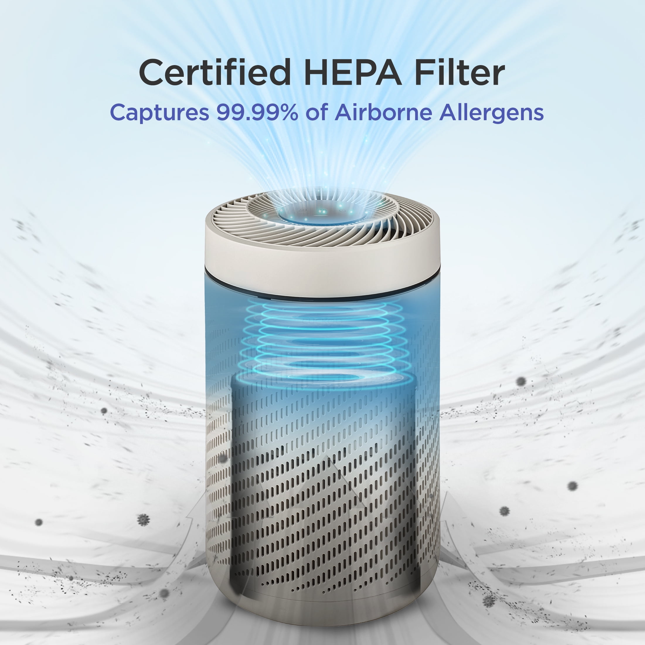 Cuckoo Air Purifier H13 True HEPA, Large 1,108 Sq. Ft. Coverage, Carbon Filter, Auto+ Mode, White (CAC-AB0610FI)