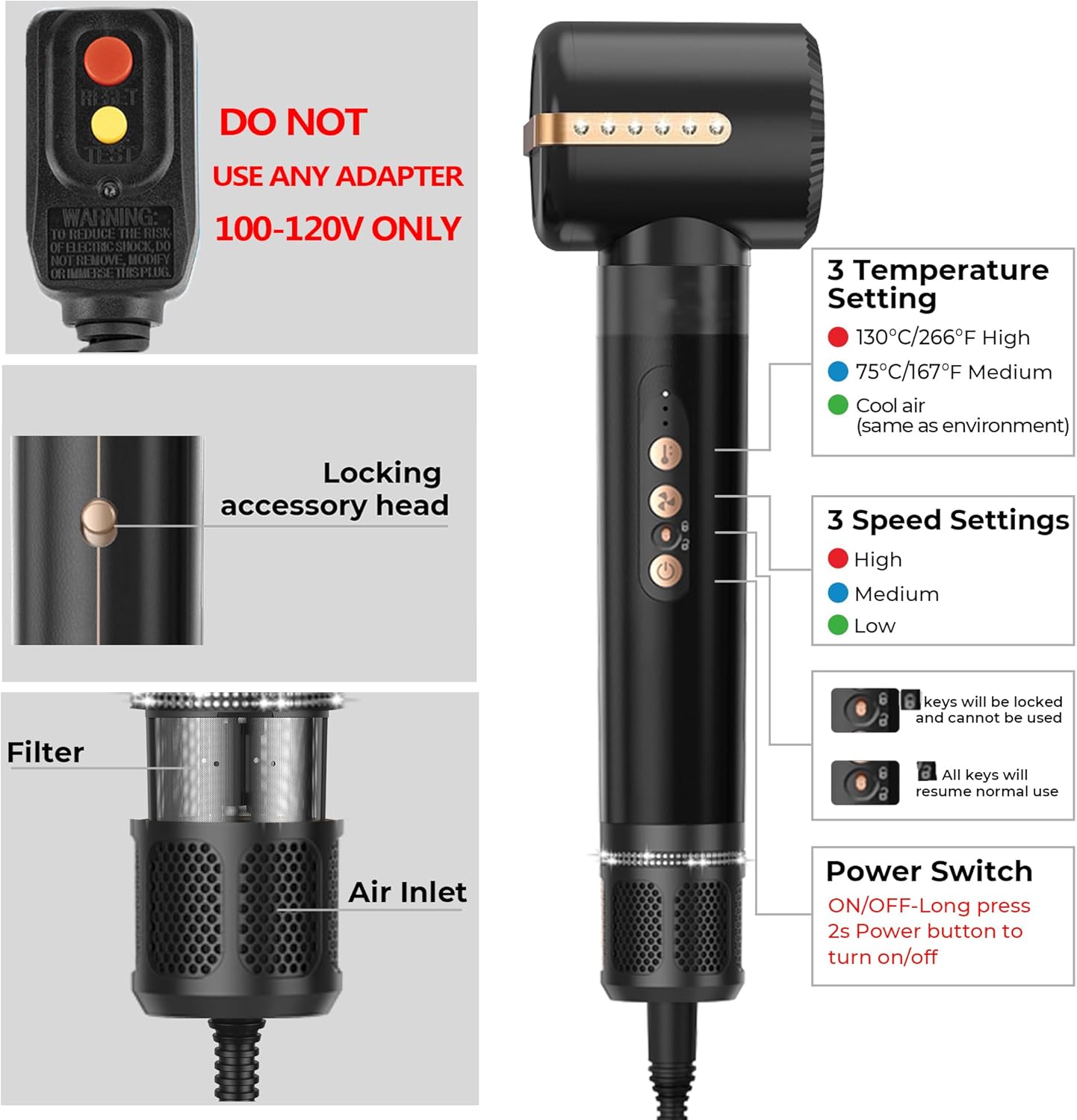7 in 1 Hair Dryer Brush Iron,Powerful Blow Dryer Brush with Auto- Wrap Curler, Detachable Fast Drying, Volumizing, Curling, Straightening, Ionic Hair Dryer with Diffuser, Hair Styling Tools