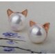 thumbnail image 3 of Pendientes S.Leaf Cat Pearl de plata de ley para mujer, 3 of 7