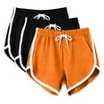thumbnail image 2 of HAOTAGS Women's Shorts,3 - Piece Set Elastic Waist Activewear 3PC Yoga Shorts Orange M, 2 of 7