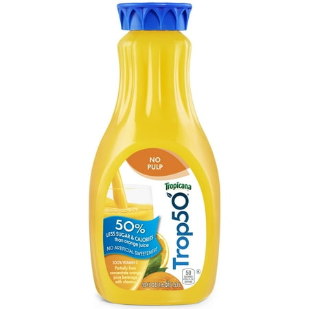 Tropicana Light Orange Fruit Juice, No Pulp, 52 fl oz