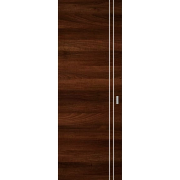 Hidden Barn | Planum 0310 Chocolate Ash | Sturdy Finished Doors | Magic Concealed Sliding Set 18" x 80"