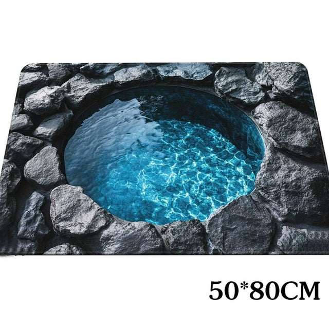 3D Stereoscopic Vision Trap Rug, Optical Illusion Hole Rug, Floor Optical Illusion Rugs Cave, Funny Anti Slip All-Weather Doormat Rugs That Looks Like a Hole for Home Office