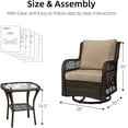 thumbnail image 5 of Soonbuy 3 Piece Patio Bistro Furniture Sets Clearance, Outdoor Wicker Swivel Rocker Patio Set, 360 Degree Swivel Rocking, Beige, 5 of 7