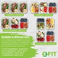 thumbnail image 2 of FIT Strong & Healthy Glass Meal Prep Containers, 2 & 3 Compartments - Portion Control, Lunch Container Set, Food Storage, Airtight Lids, Oven & Freez, 2 of 7