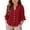 Wine, variant on hoksml Girls Solid Color Soft Ruffle 3/4 Sleeve Blouse, V-Neck Button Down Shirt for Back to School and Everyday Wear