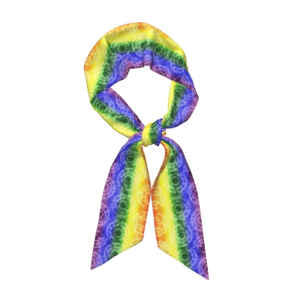 Xecao Colorful Tie Dye Pattern Large Satin Head Scarf - Satin Hair Scarves Silk Bandana Scarf Headscarf Silk Feeling Scarf for Women