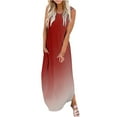 thumbnail image 2 of Lenago Robe Blanche Grande Taille pour Femme Imprimée Sans Manches à Col Rond Longue Robe Robes d'Été de Plage en Liquidation, 2 of 5